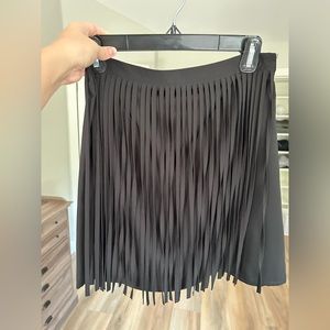 Black fringe mini skirt